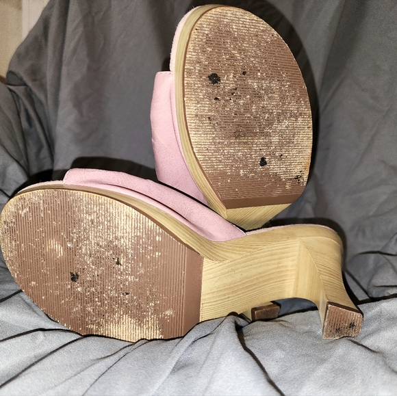 Xhilaration Blush Pink Wooden Heels - Picture 3 of 5